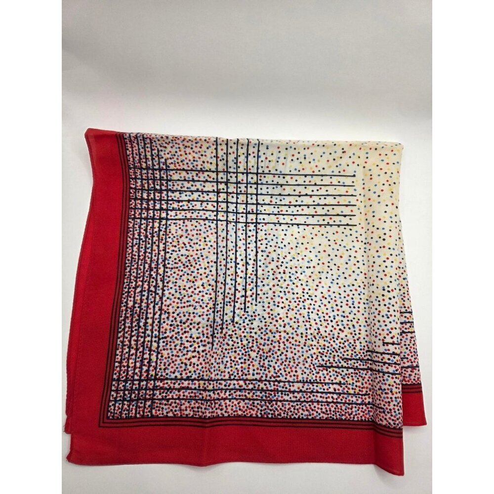 Women's Scarf Red White Multicolor Polka Dot Abstract Square 22x22 inch